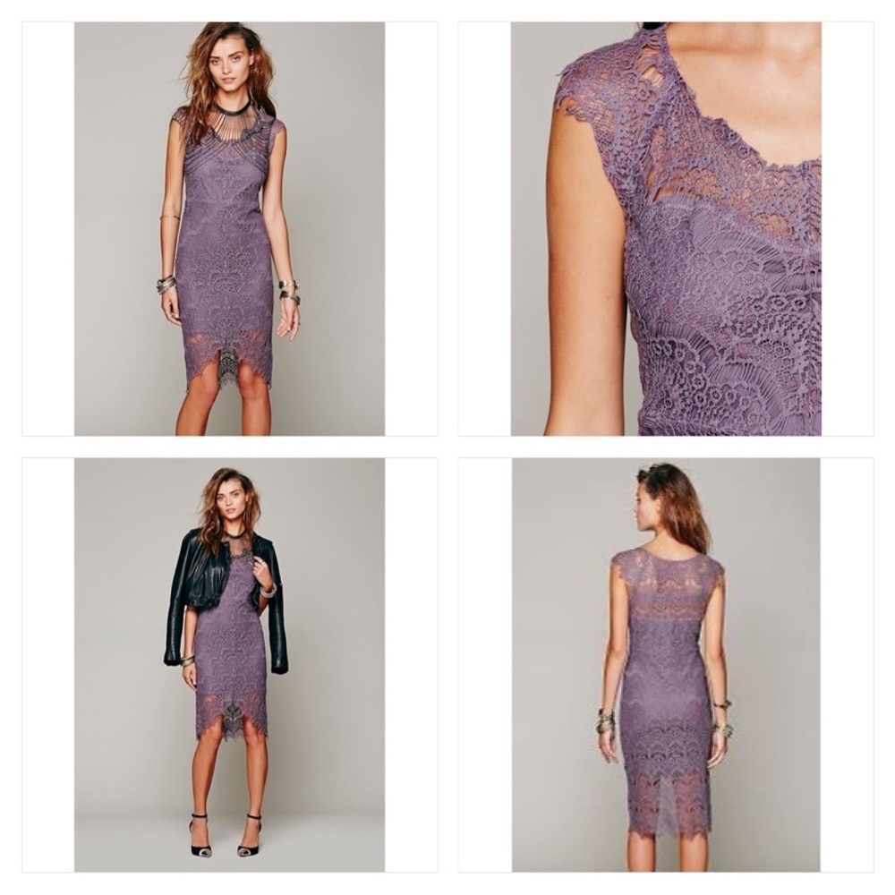 Free People Elegant Lace Dress in Lilac